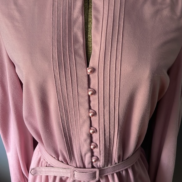 VTG Sunshine Alley Pink Long Sleeve Pearl Button Dress - Picture 4 of 9